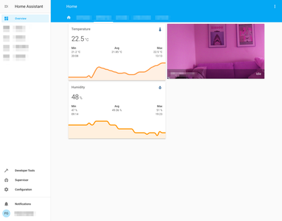 Screenshot of the Lovelace dashboard showing the camera stream